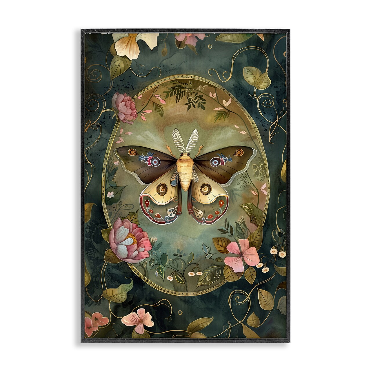 Stupell Industries Ornate Victorian Moth Framed Giclee Design by The Dutch Lady